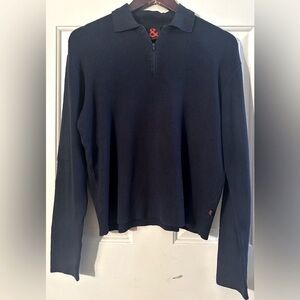 Y2K Vtg DOLCE & GABBANA XL Vintage Mens Navy Blue Sweater 1/4 Zip MADE ITALY 54